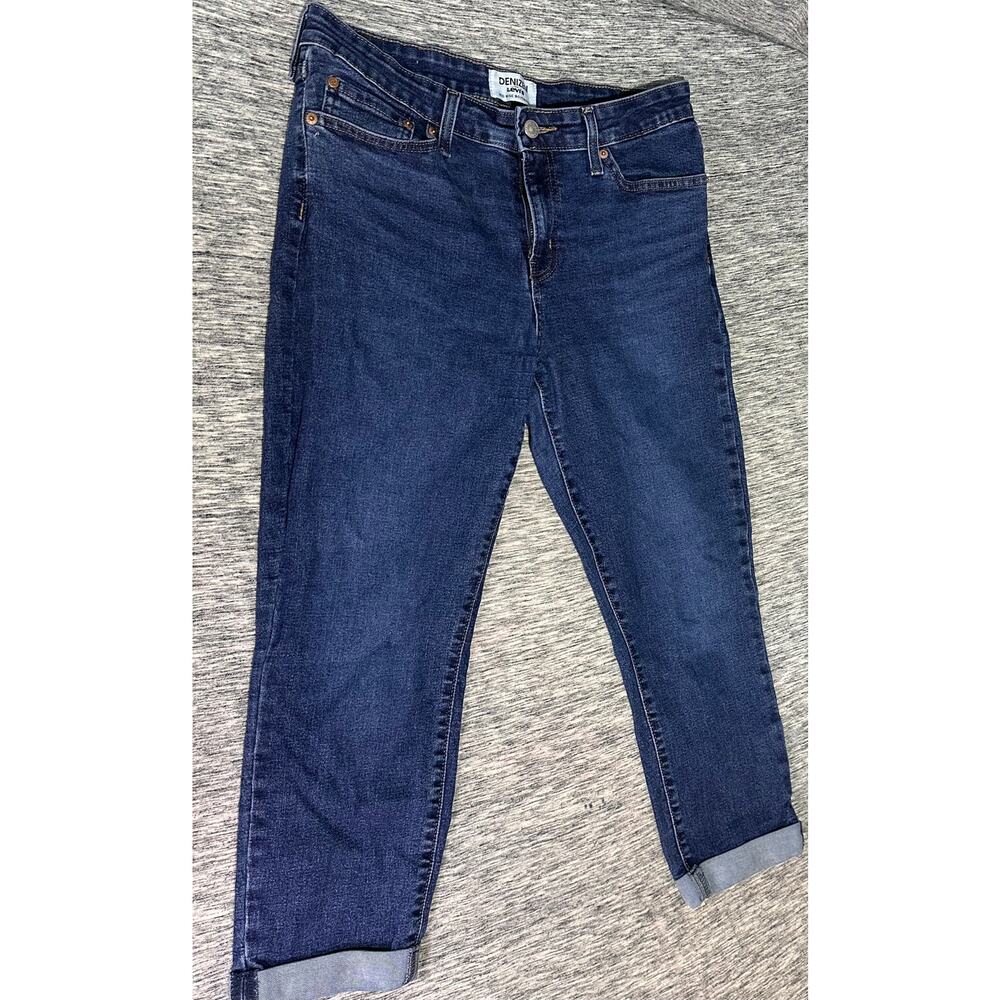 Levi’s Denizen Mid Rise Boyfriend Jeans Cuffed Dark Wash Size 10 W30 - Picture 3 of 14